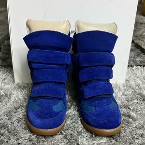 Isabel Marant Velvet Stainer Basket High Top Wedge Sneakers